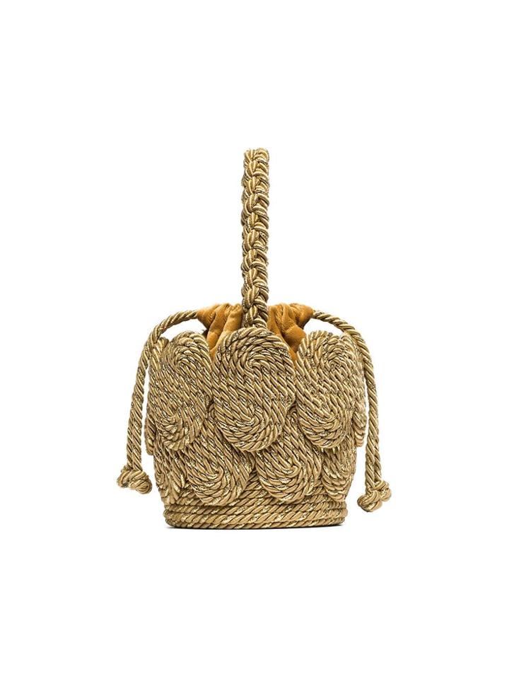 Mehry Mu Chacha Shell Woven Rope Mini Bag - Gold