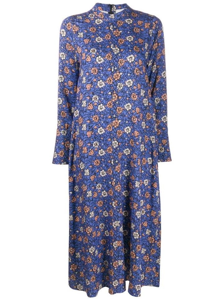 Alysi Floral Print Long-sleeved Dress - Blue