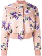 Msgm - Floral Print Bomber Jacket - Women - Polyester - 42, Pink/purple, Polyester