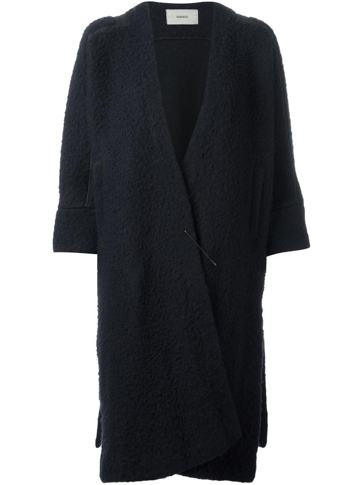 Humanoid 'poncho' Coat, Women's, Size: Small, Blue, Polyester/virgin Wool/cotton