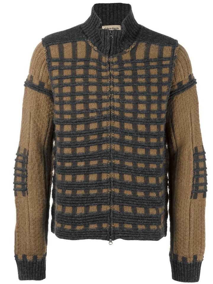 Al Duca D'aosta 1902 Check Knit Cardigan, Men's, Size: Xxl, Nude/neutrals, Wool/mohair/polyamide/acrylic