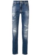 Dolce & Gabbana Distressed Regular-fit Jeans - Blue