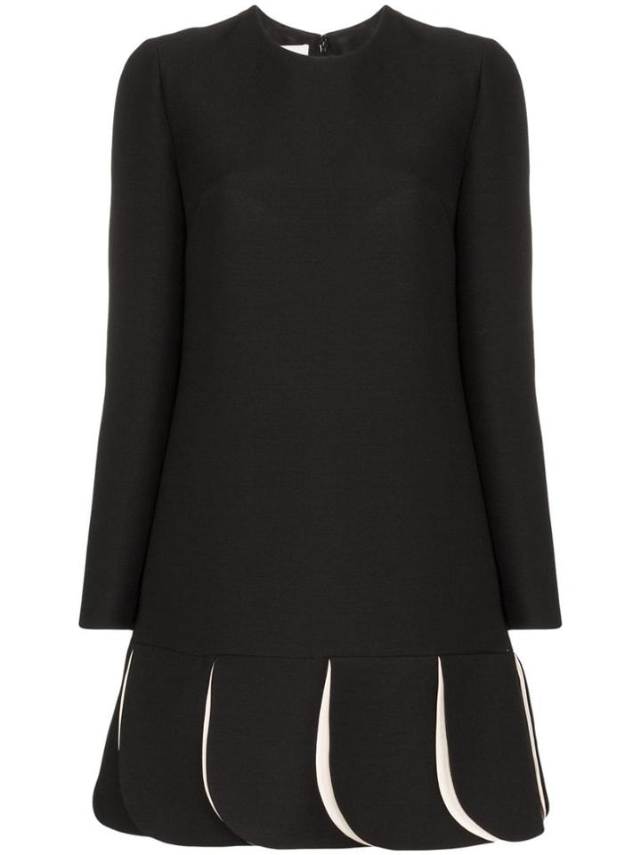 Valentino Pleated Contrast Hem Mini Dress - Black