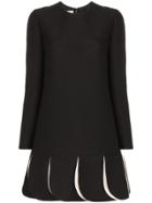 Valentino Pleated Contrast Hem Mini Dress - Black