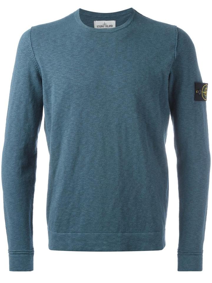 Stone Island Crew Neck Jumper, Men's, Size: Xxl, Blue, Cotton/polyamide