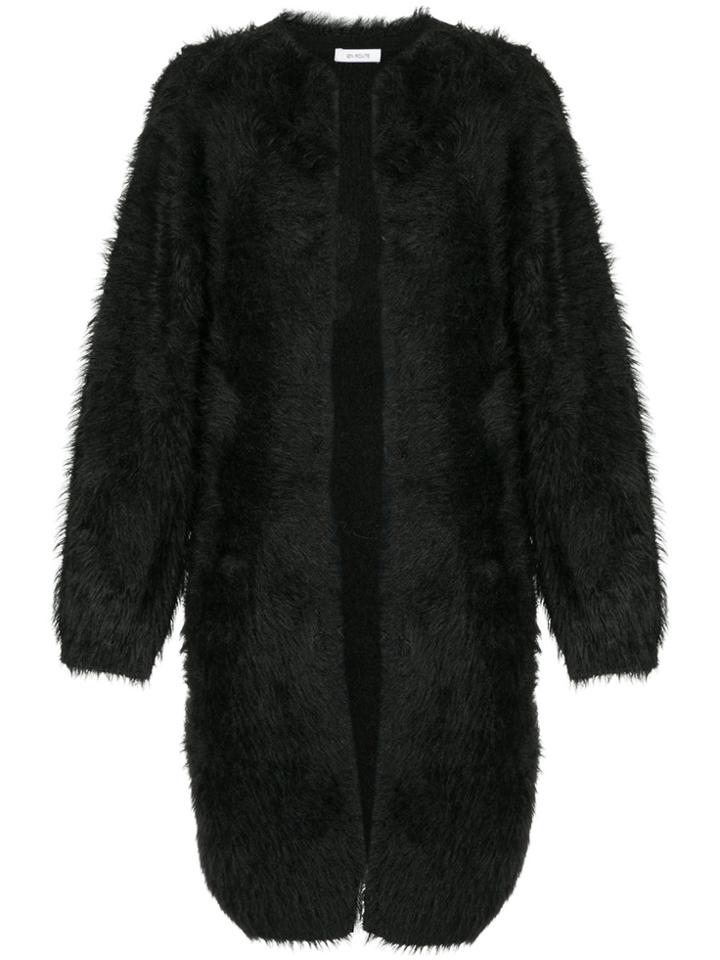 En Route Fluffy Longline Cardigan - Black