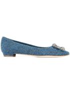 Manolo Blahnik Hangisi Ballerina Shoes - Blue