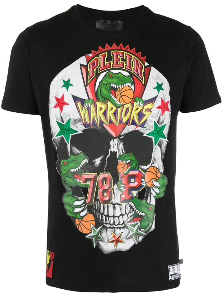 Plein Sport Crocodile And Skull Print T-shirt - Black