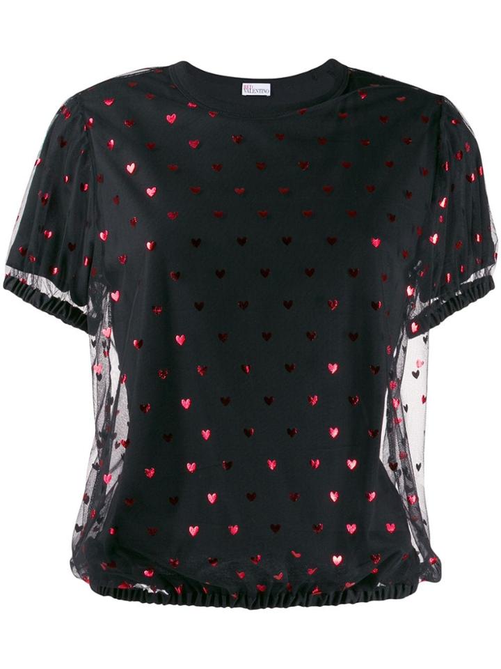 Red Valentino Love Heart Mesh Top - Black