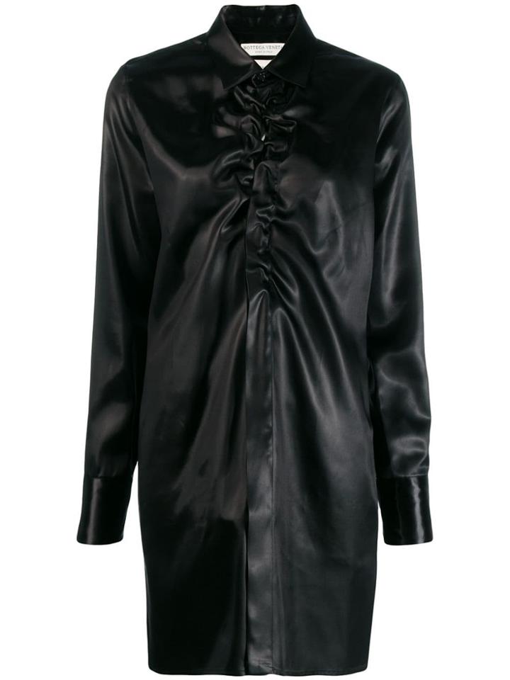 Bottega Veneta Ruched Neckline Long Shirt - Black