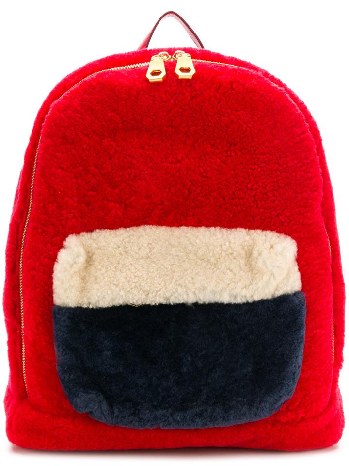 Liska Lamb Fur Backpack - Red