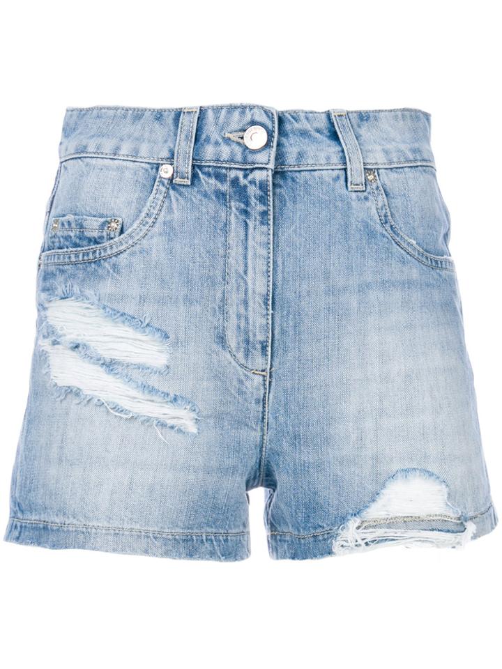 Moschino Distressed Denim Shorts - Blue