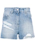Moschino Distressed Denim Shorts - Blue