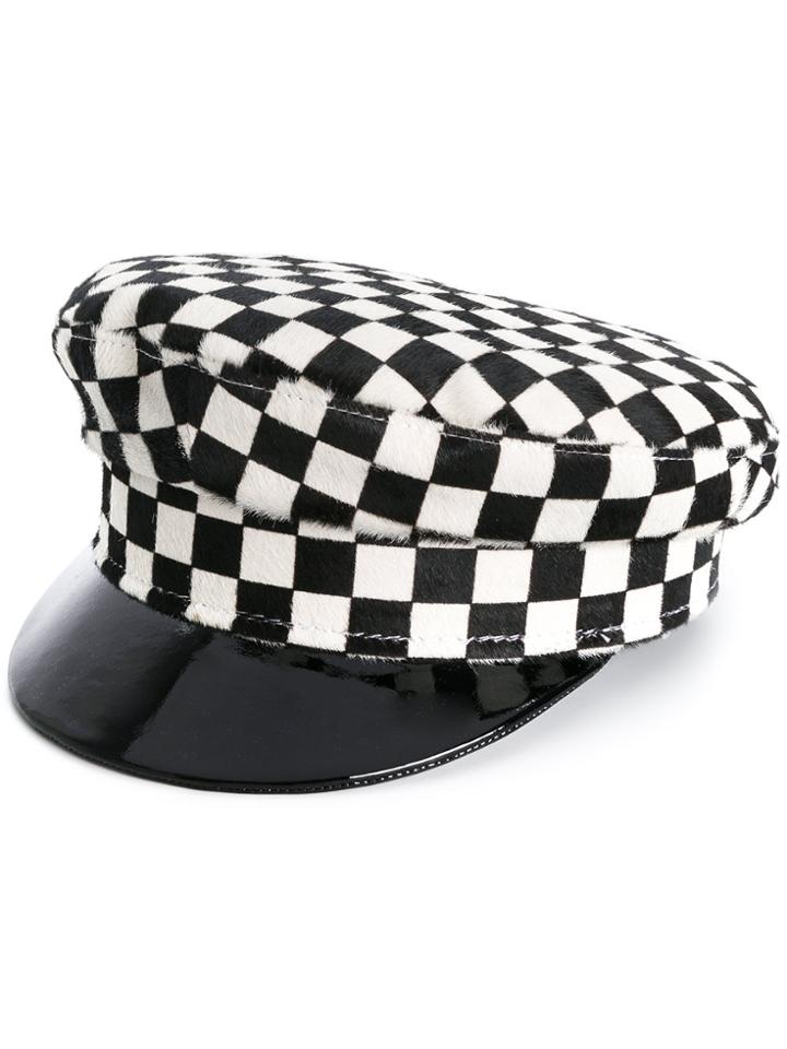 Manokhi Checked Sailor Hat - Black