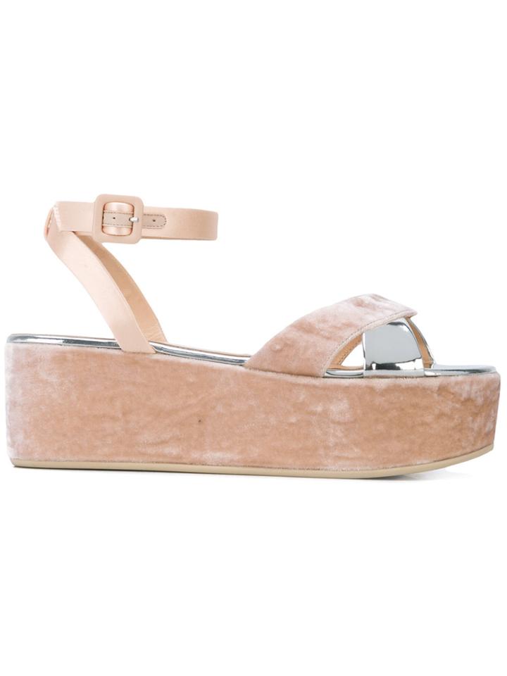 Giuseppe Zanotti Design Velvet Platform Sandals - Nude & Neutrals