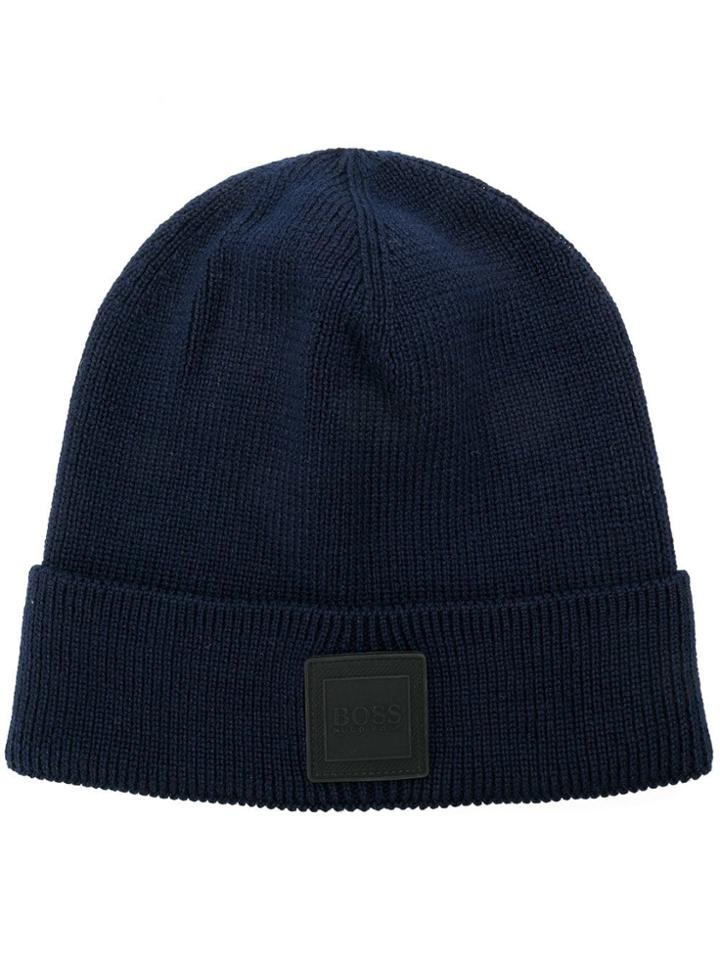 Boss Hugo Boss Ribbed Knitted Beanie - Blue