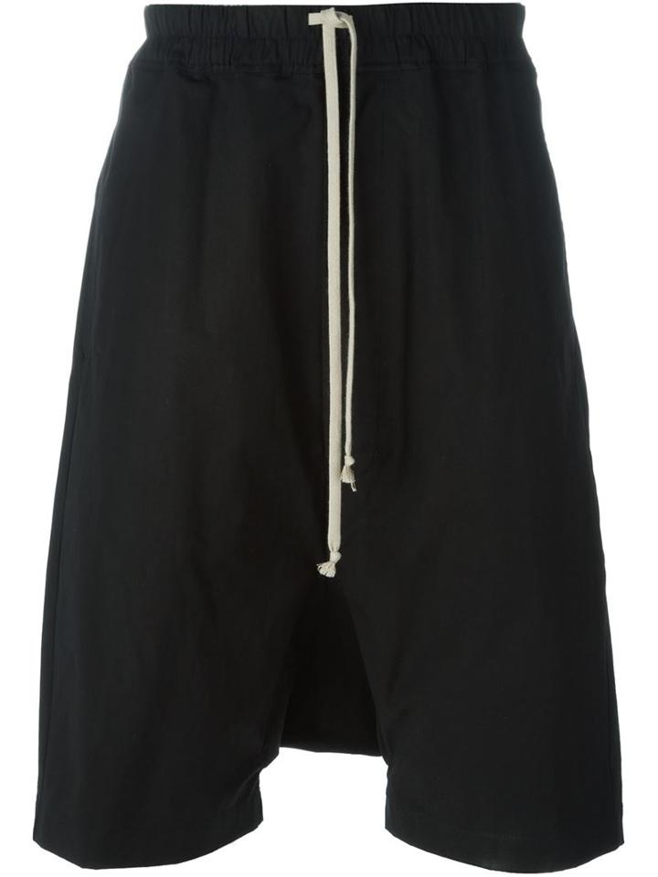 Rick Owens Drop Crotch Shorts, Men's, Size: 50, Black, Cotton/rubber