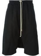 Rick Owens Drop Crotch Shorts, Men's, Size: 50, Black, Cotton/rubber