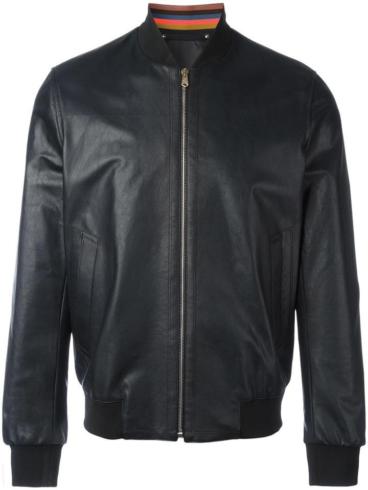 Paul Smith Bomber Jacket, Men's, Size: Large, Black, Viscose/sheep Skin/shearling