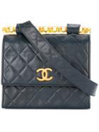 Chanel Vintage Cc Clear Plate Bar Shoulder Bag - Black