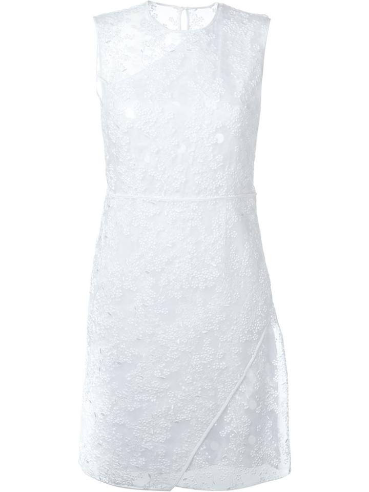 Carven Embroidered Organza Dress, Women's, Size: 42, White, Polyester