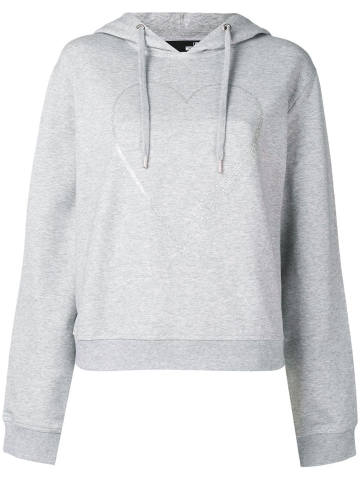 Love Moschino Logo Heart Print Hoodie - Grey