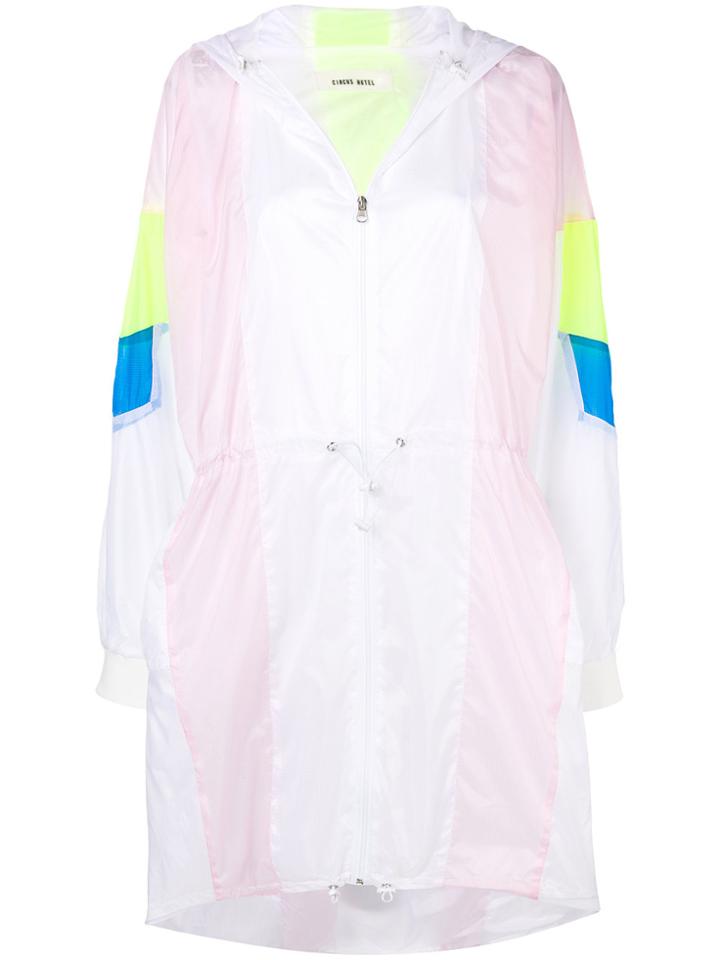 Circus Hotel Paneled Sleeve Rain Coat - White