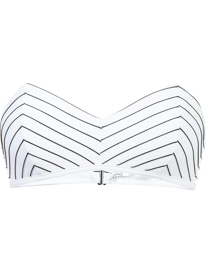 Fleur Du Mal - Pinstripe Bandeau Bikini Top - Women - Polyamide/spandex/elastane/rayon - Xs, Women's, White, Polyamide/spandex/elastane/rayon