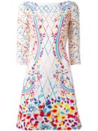 Peter Pilotto Printed Boat Neck Dress, Women's, Size: 14, White, Polyester/spandex/elastane/acetate