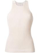 Dion Lee Sleeveless Ribbed Military Top, Women's, Size: 12, White, Cotton/polyimide