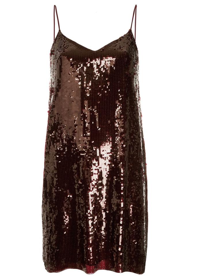 Tibi Sequin Slip Dress - Red