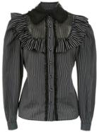 Andrea Bogosian Striped Ruffled Shirt - Black