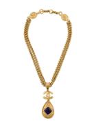 Chanel Vintage Teardrop Pendant Necklace, Women's, Metallic