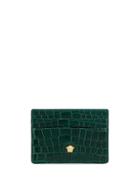 Versace Crocodile-embossed Cardholder - Green
