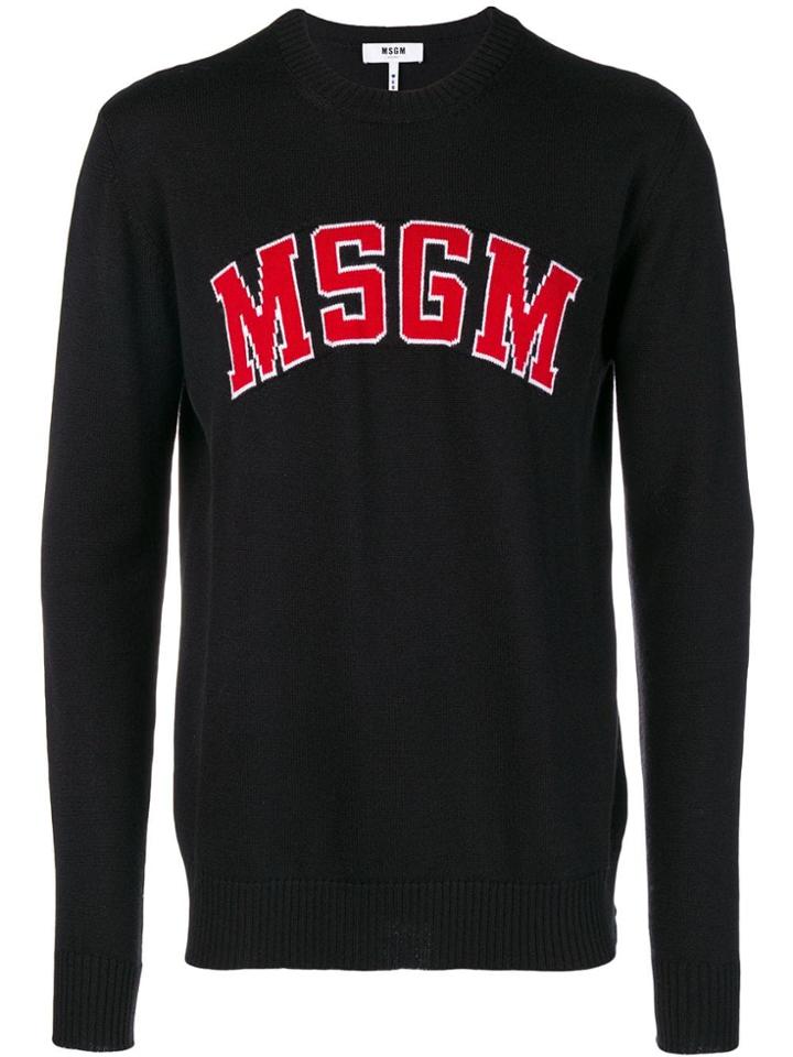 Msgm Logo-knit Sweater - Black