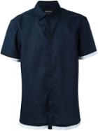 Emporio Armani Embroidered Logo Shirt, Men's, Size: L, Blue, Cotton