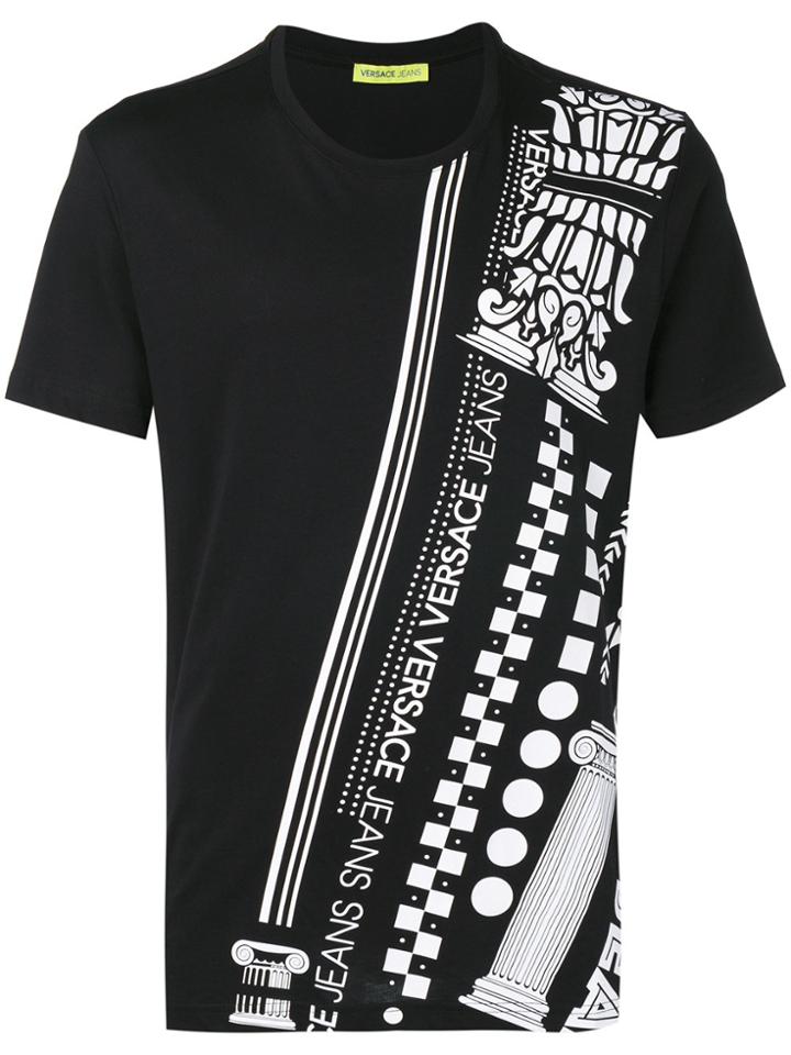 Versace Jeans Logo And Pattern Print T-shirt - Black