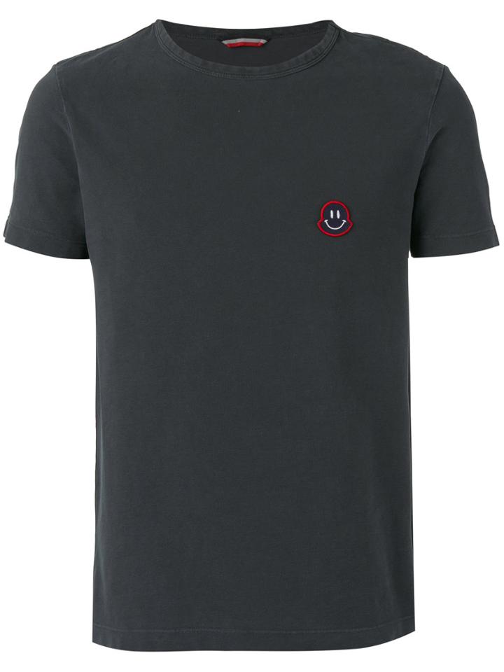 Moncler Short Sleeve Appliqué Detail T-shirt - Blue