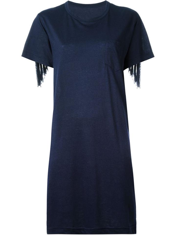 Sacai Fringed T-shirt Dress