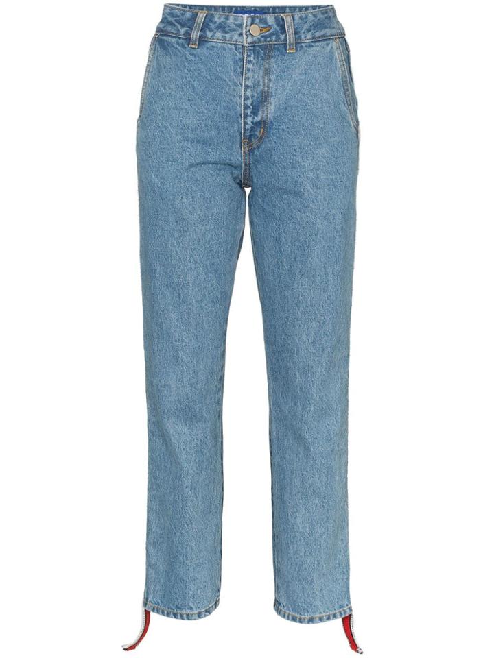 Ader Error Side Stripe Cropped Jeans - Blue