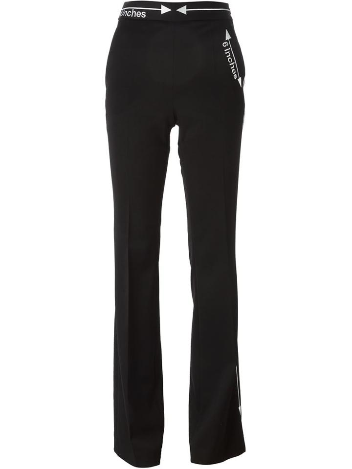Moschino Embroidered Measurement Trousers, Women's, Size: 38, Black, Other Fibres/virgin Wool