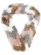 Jocelyn Chevron Panelled Fur Scarf - Nude & Neutrals