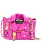 Moschino - Bike Jacket Shoulder Bag - Women - Leather/metal - One Size, Pink/purple, Leather/metal