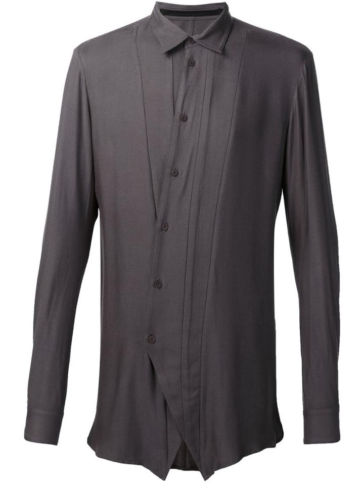 Julius Off Centre Fastening Shirt, Men's, Size: 2, Grey, Silk/rayon/cashmere