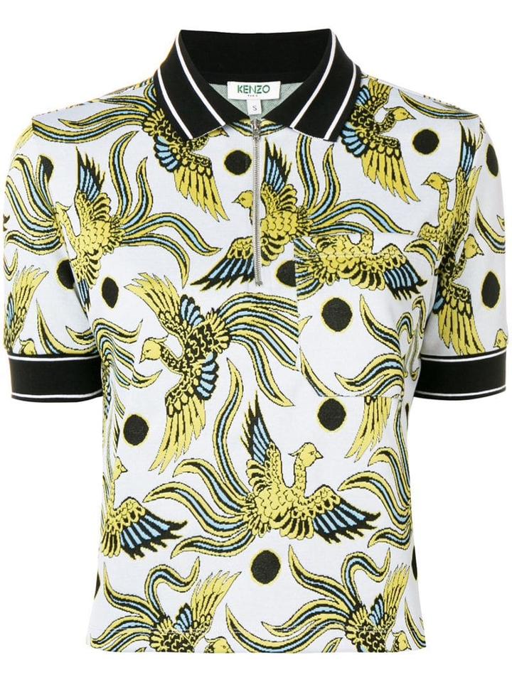 Kenzo Flying Phoenix Polo Top - White
