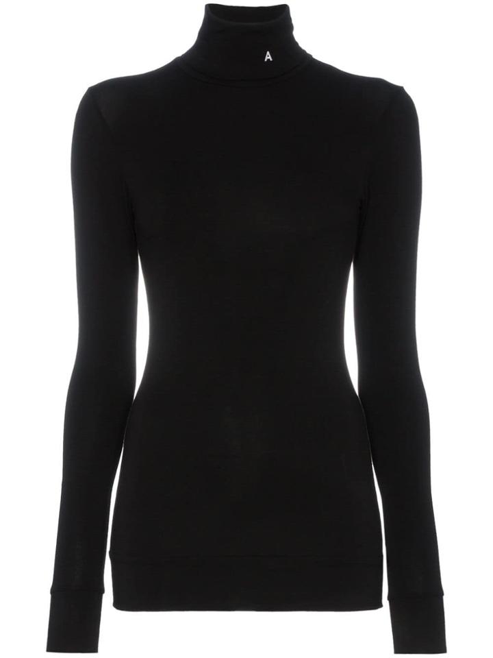 Ambush High Neck Logo Embroidered Top - Black