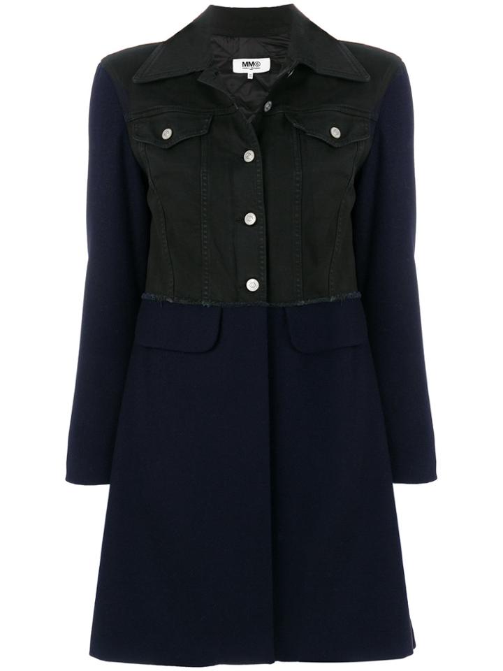 Mm6 Maison Margiela Denim Jacket Contrast Coat - Blue