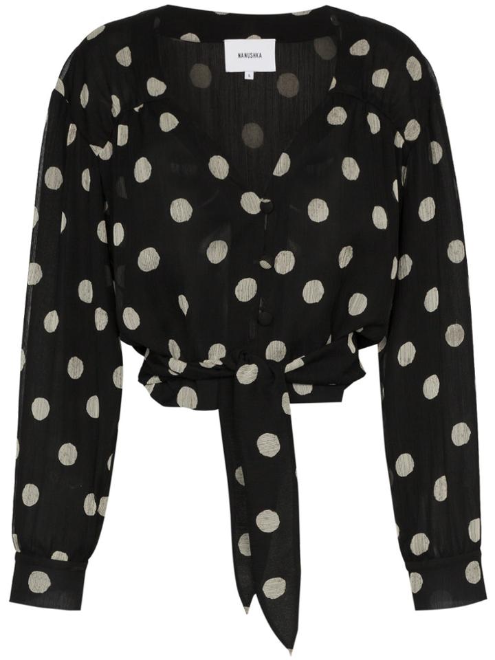 Nanushka Amulet Polka Dot Chiffon Blouse - Black