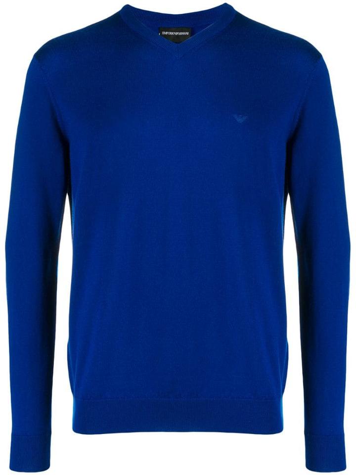 Emporio Armani Knit V-neck Sweater - Blue
