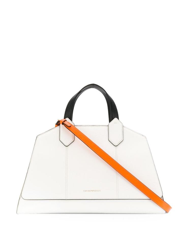 Emporio Armani Trapeze Tote Bag - White